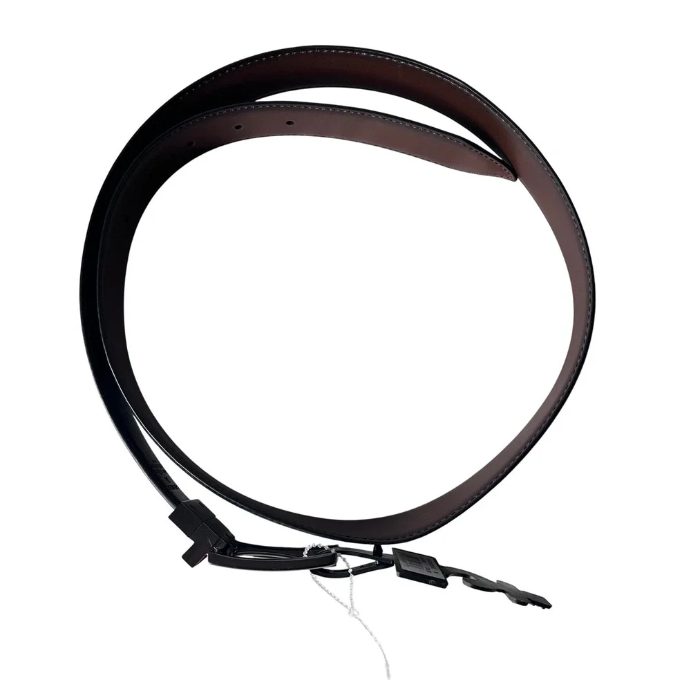 London Fog Mens Reversible Belt Size 36 Black‎ Brown Classic Buckle